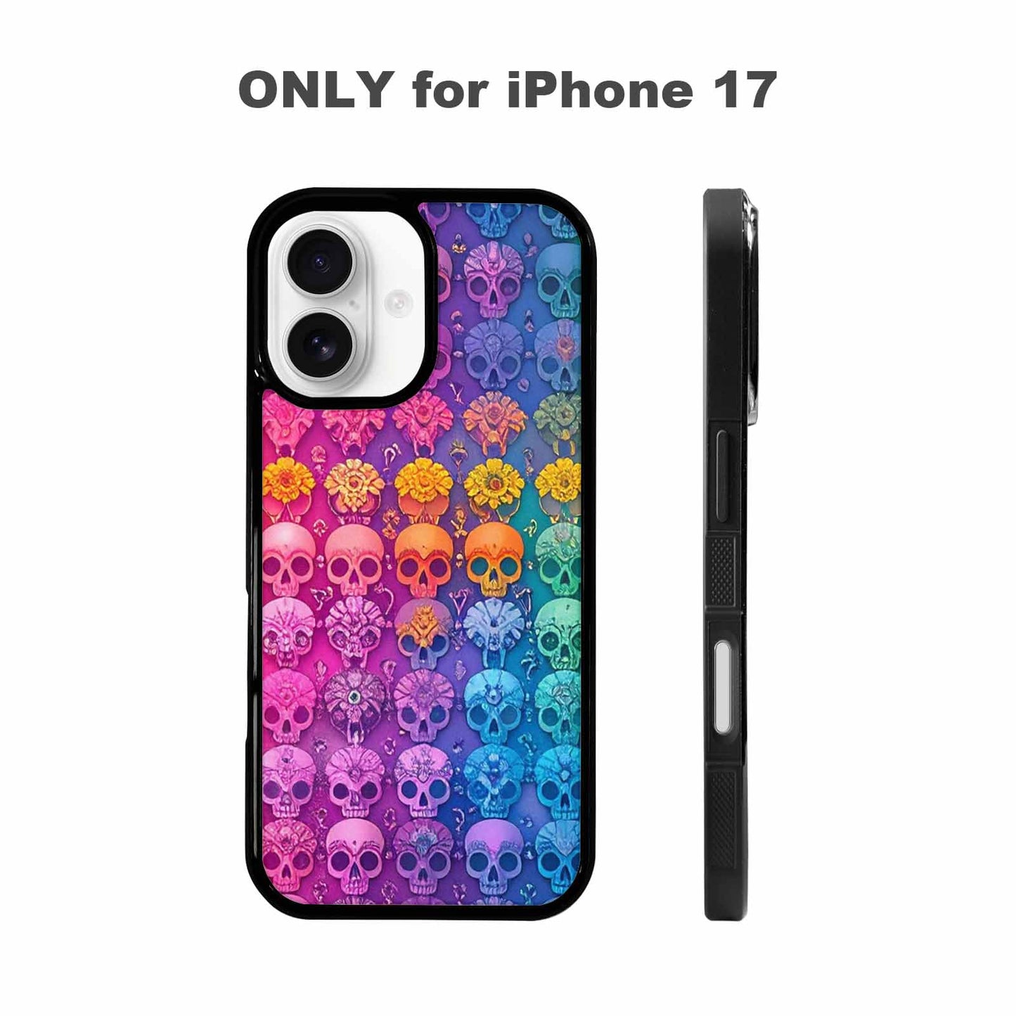 iPhone 17 Case — Ornate Candy Color Skull Gothic Skulls, Personalized Phone Case