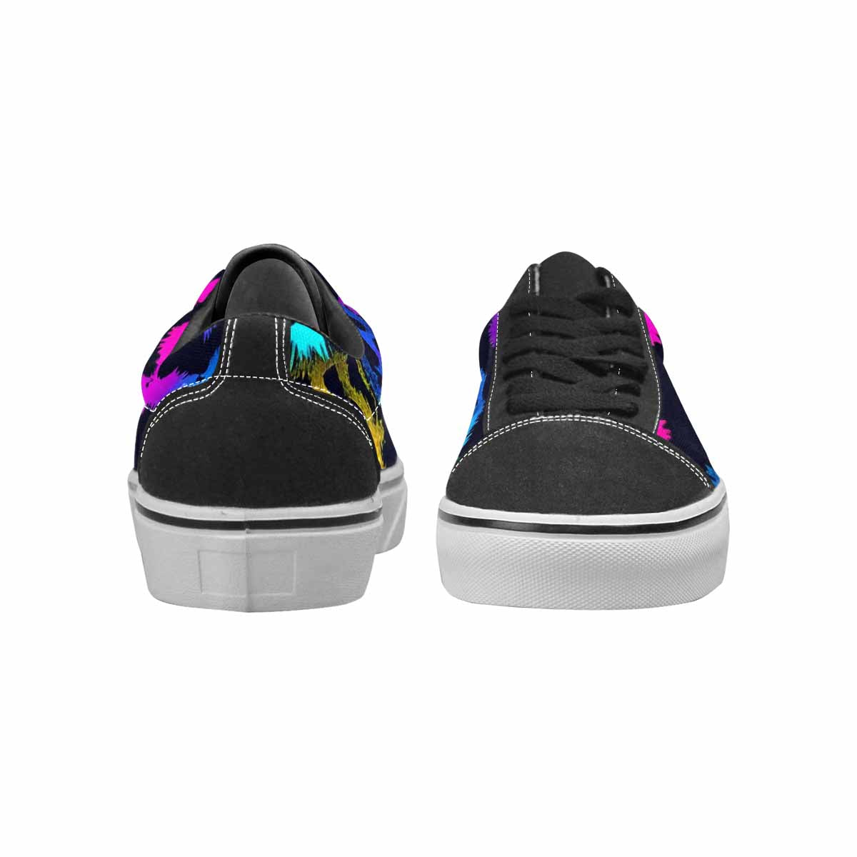 WOMEN'S Leopard Print Neon Canvas Lace-Up Wallpaper Art Custom Sneakers
