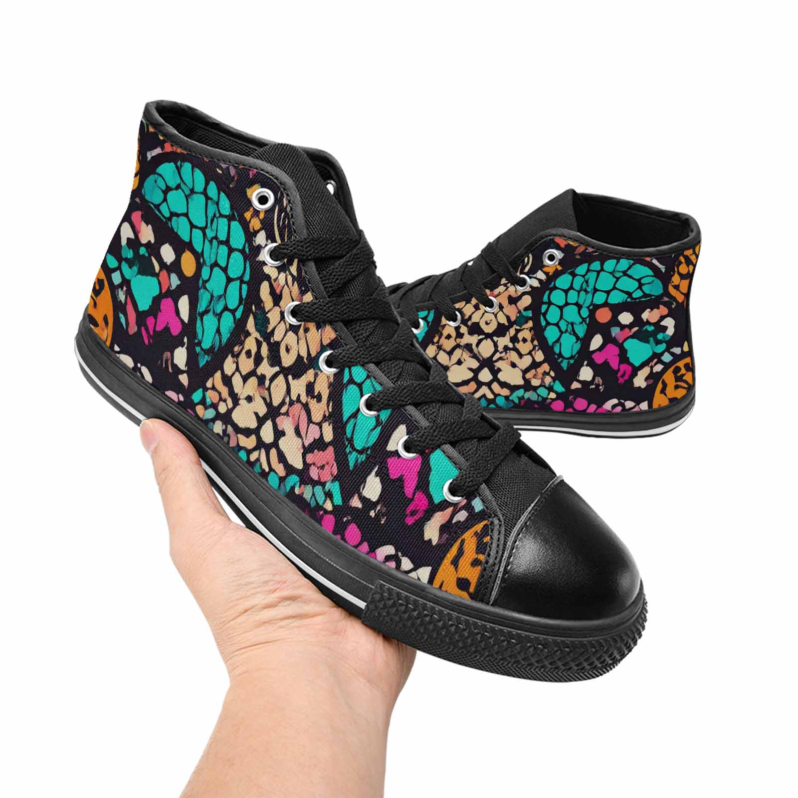 MEN'S Snake Print Skull High Top Canvas Vivid Sneakers