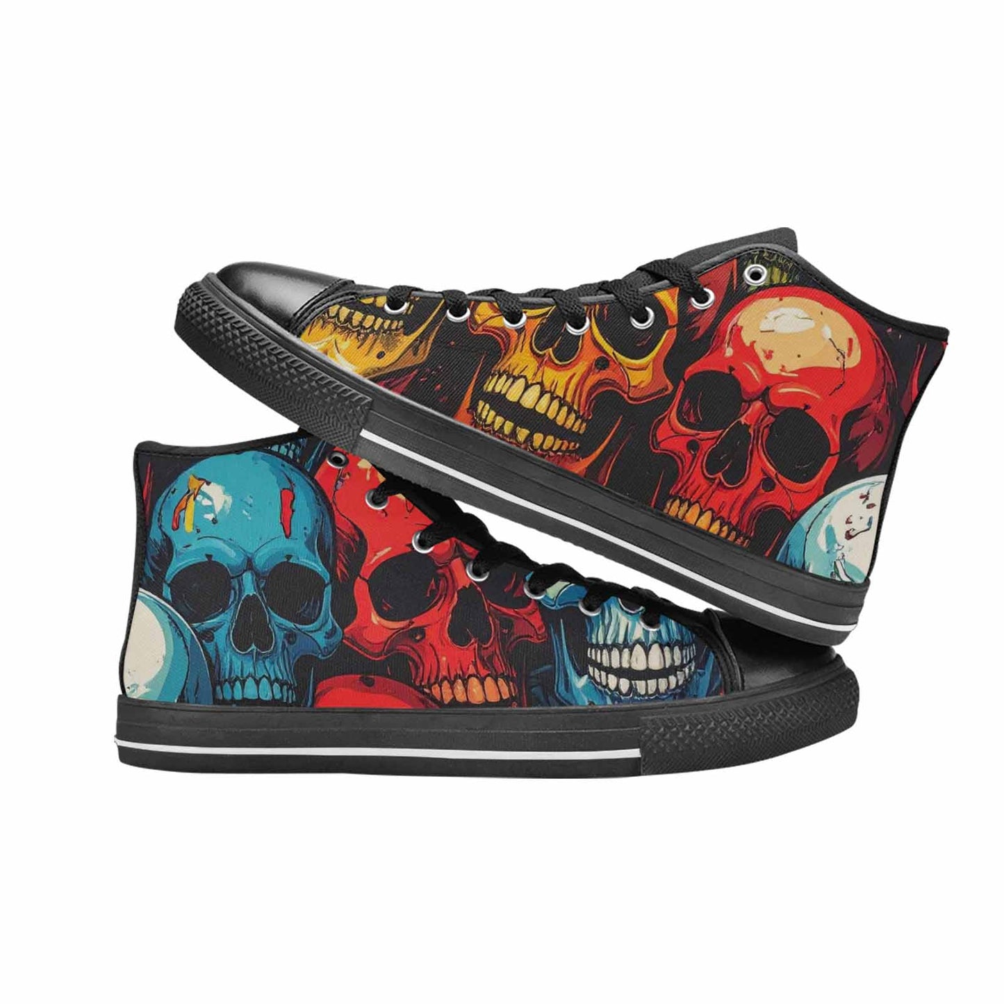 MEN'S Dripping Skulls Collage High Top Canvas Grunge Sneakers