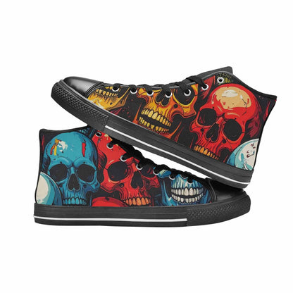 MEN'S Dripping Skulls Collage High Top Canvas Grunge Sneakers
