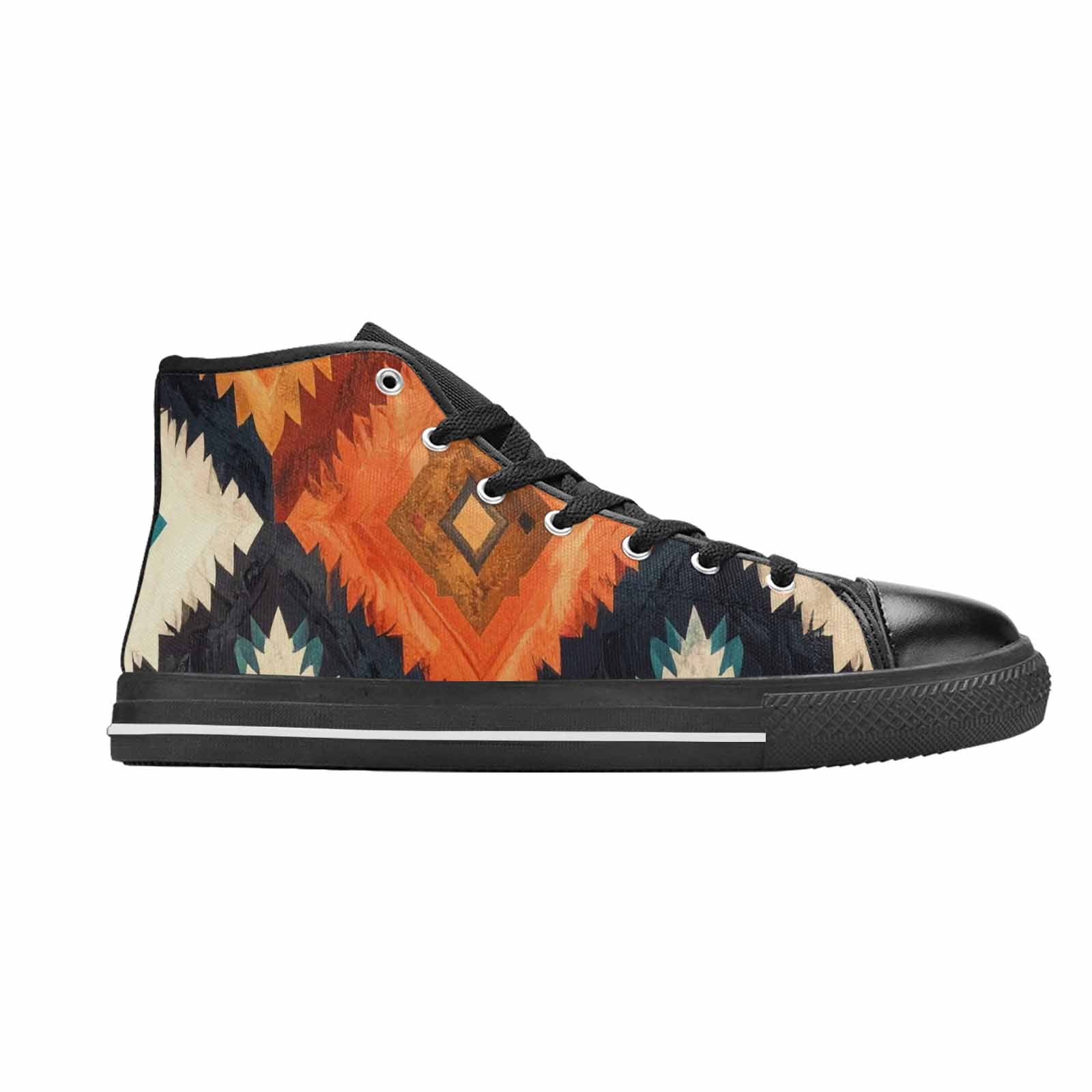MEN'S Southwestern Geometric Diamond High Top Canvas Neon Fantasy Shoes