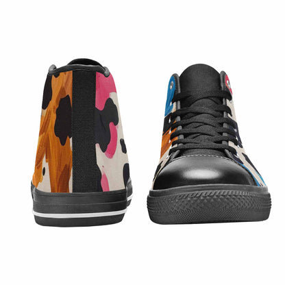 WOMEN'S Cow Animal Print High Top Canvas Vivid Shoes