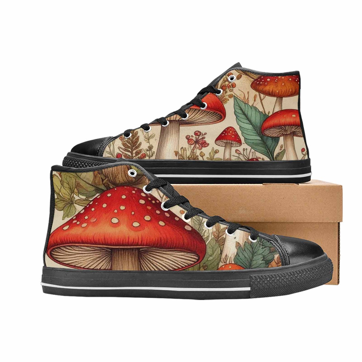 MEN'S Mushroom High Top Canvas Vibrant Chaos Sneakers