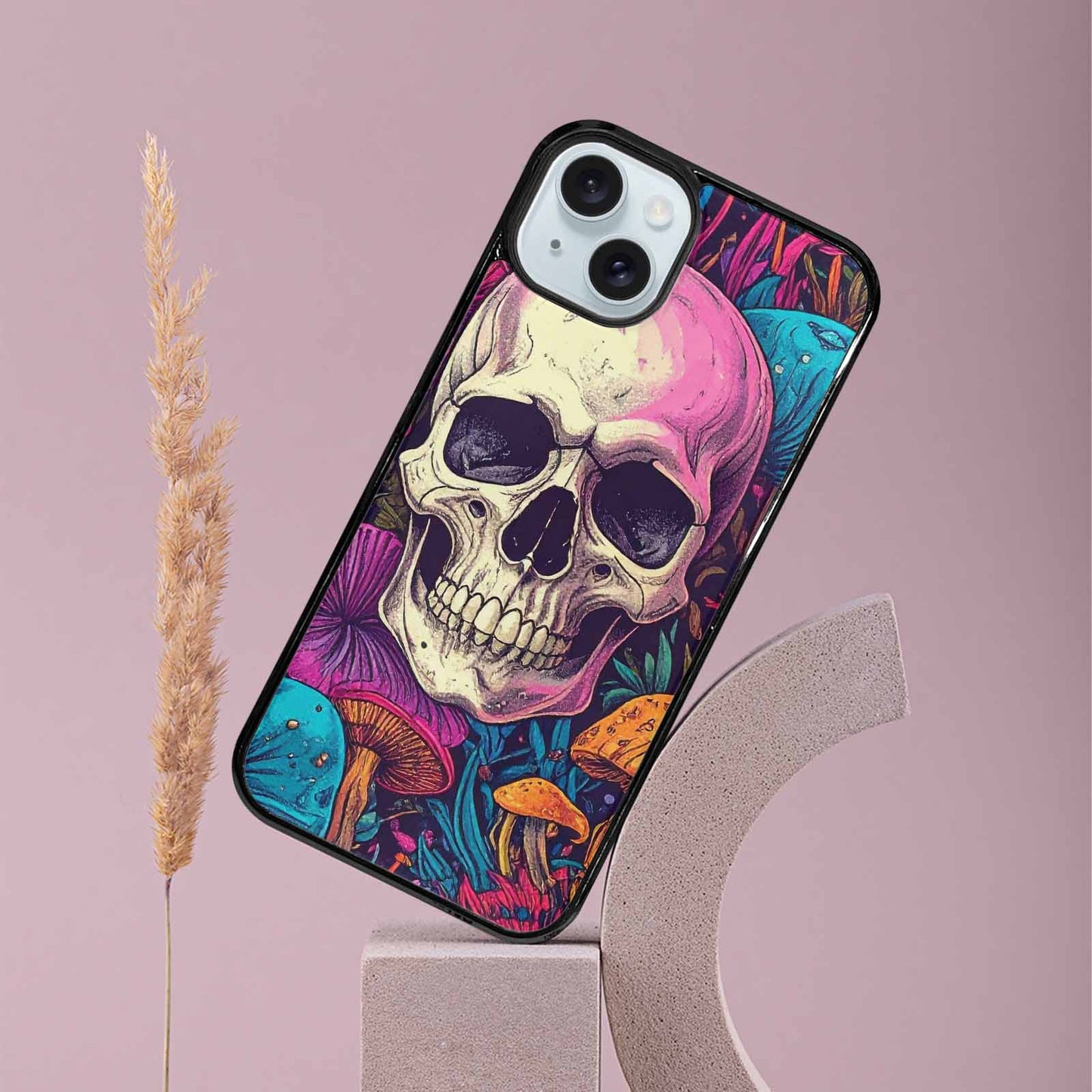 iPhone 15 Plus Case — Mushroom Skull Custom, Original Design Phone Case