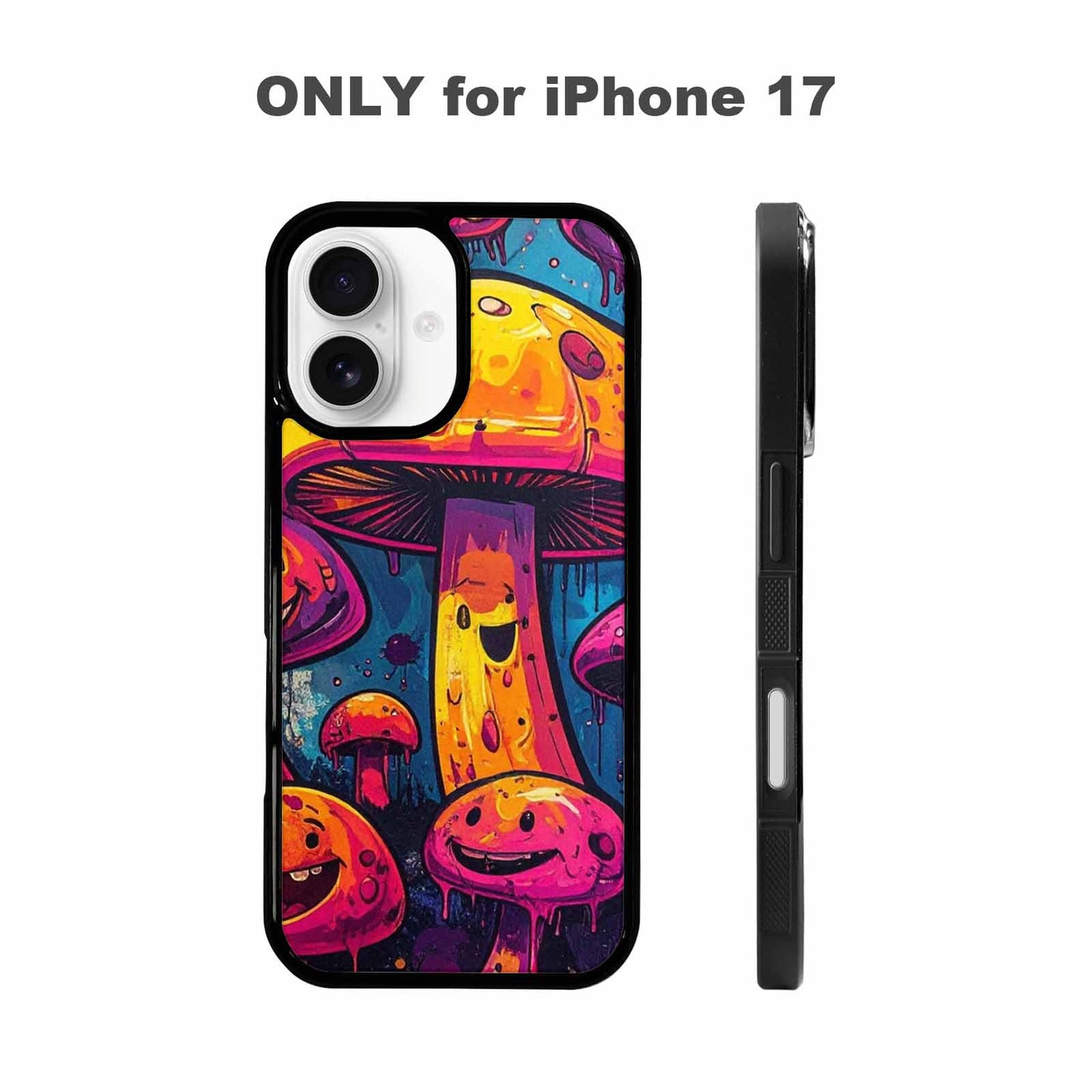 iPhone 17 Case — Neon Smiley Face Original Art, Custom Printed Phone Case