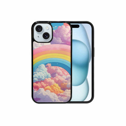 iPhone 15 Case — Cloud And Rainbow Burst Pattern Hundreds, Custom Phone Case