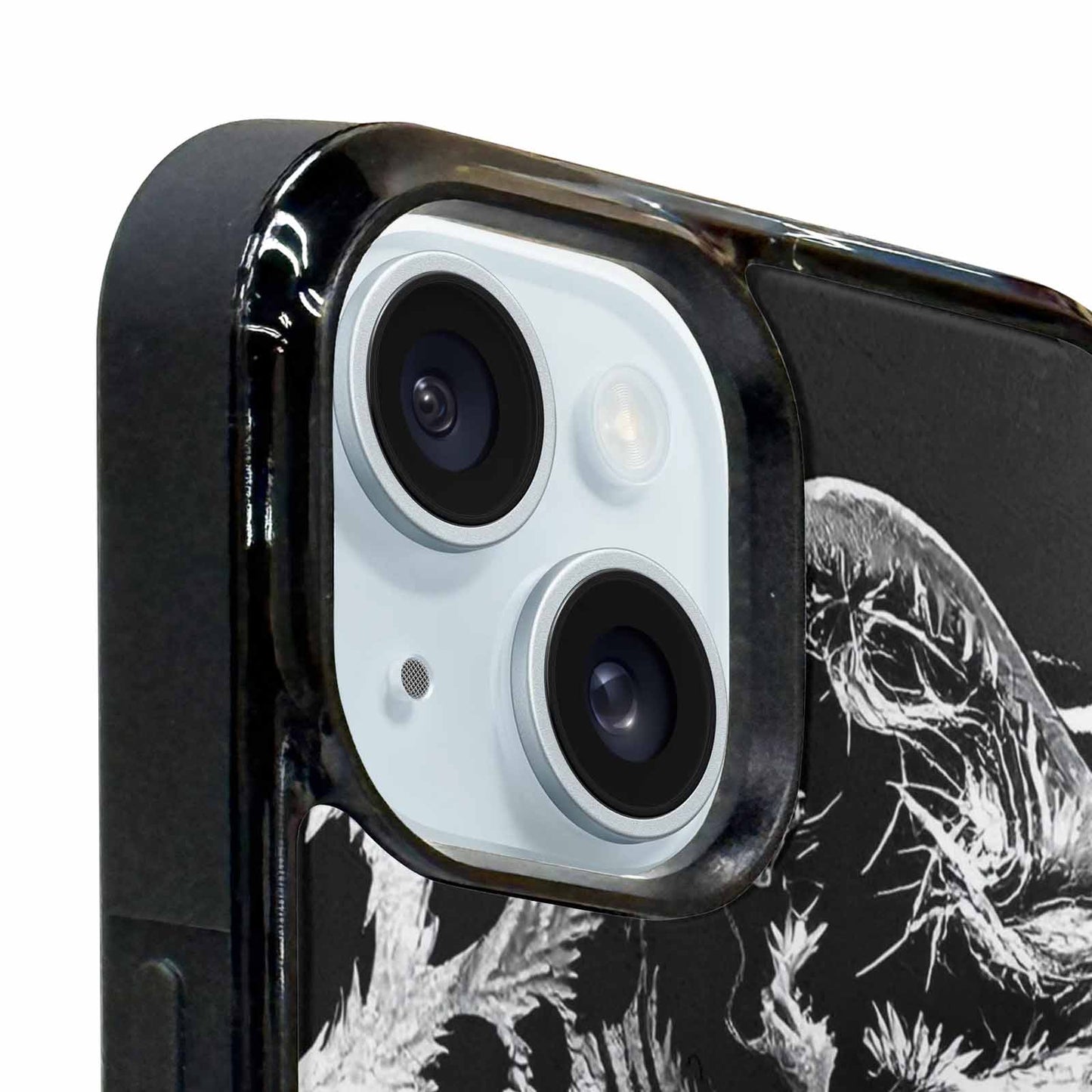 iPhone 15 Plus Case — Leopard Print Black And White Style, Personalized Phone Case