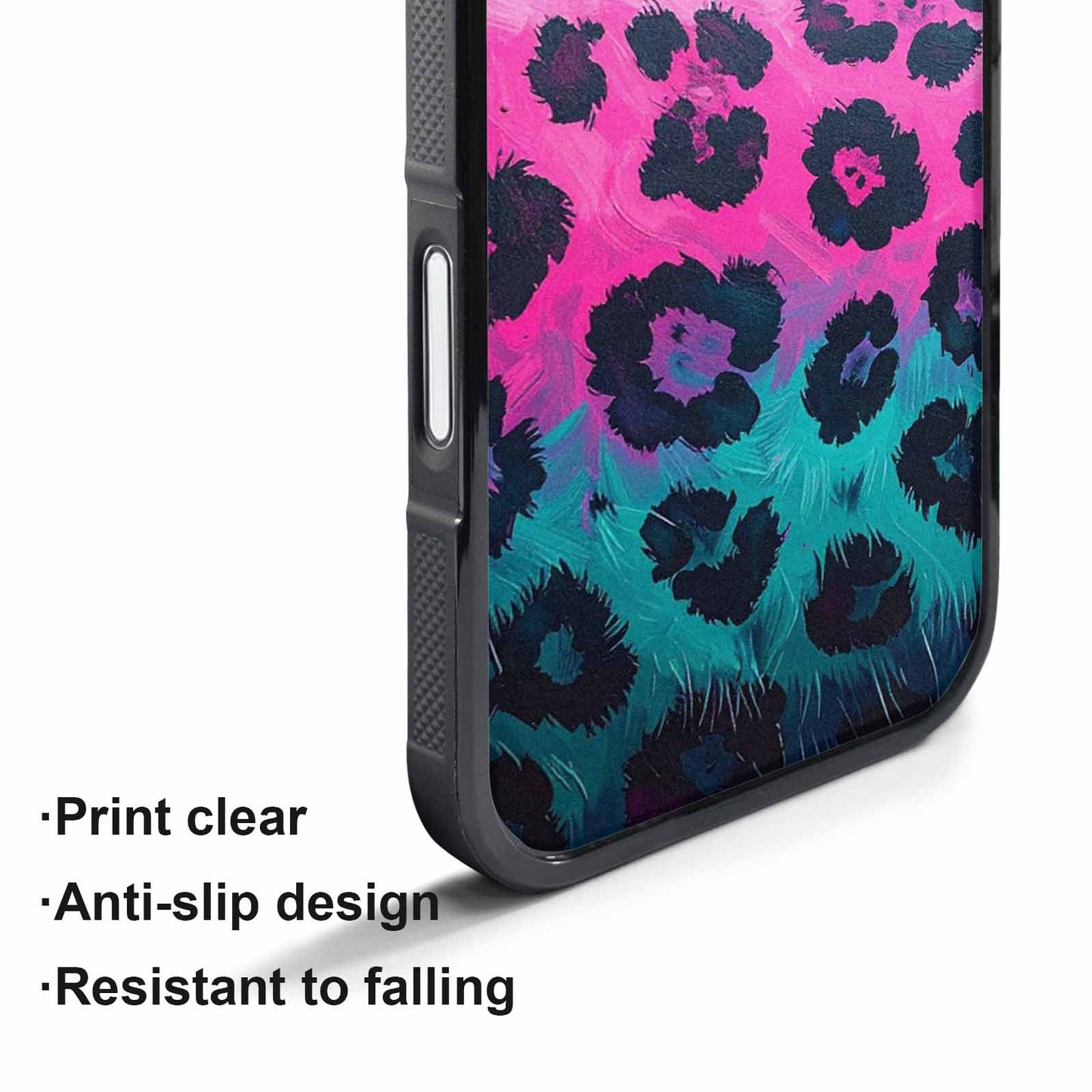 iPhone 17 Pro Max Case — Leopard Neon Pink Teal Airbrush Animal, Custom Printed Phone Case