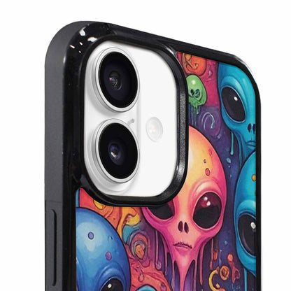 iPhone 17 Case — Melting Aliens Pattern Alien Scifi, Custom Art Phone Cover