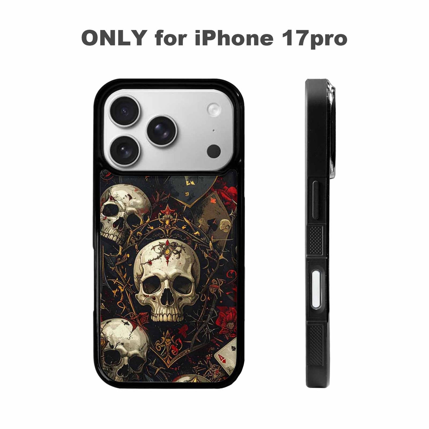 iPhone 17 Pro Case — Skull Dark Art Gothic Print Gothic, Custom Printed Phone Case