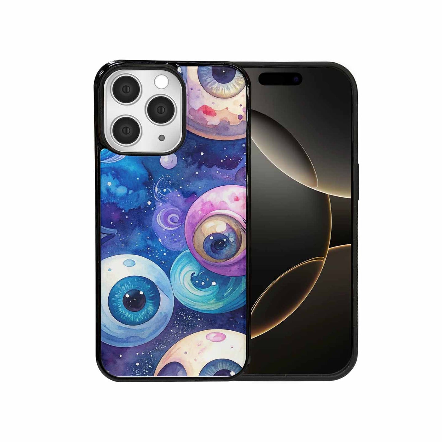 iPhone 15 Pro Max Case — Cartoon Eyeballs Galaxy, Custom Made Phone Cover