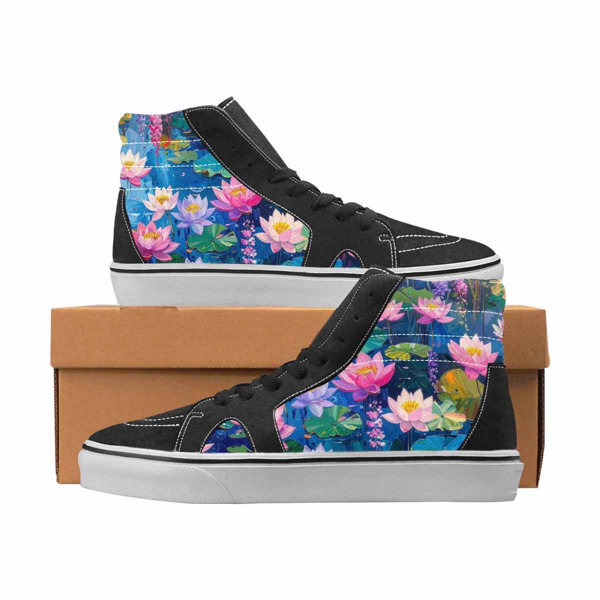 WOMEN'S Monet Full Color High Top Canvas One Of A Kind Vivid Custom Print Sneakers