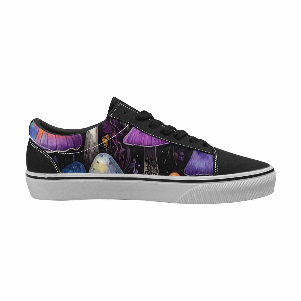 MEN'S Mushrooms Black & Purple Ink Canvas Streetwear Wallpaper Art Custom Shoes