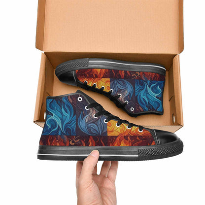 MEN'S Fire Flame High Top Canvas Wallpaper Art Custom Shoes