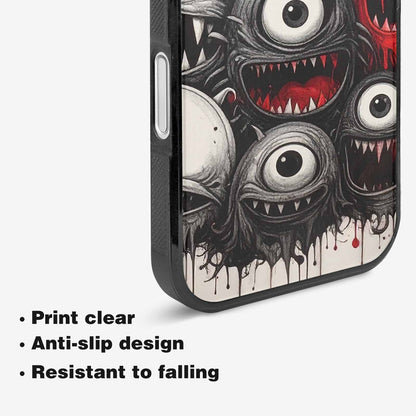 iPhone 16 Plus Case — Multi Eye Monster Black Red Ink, Custom Art Phone Cover