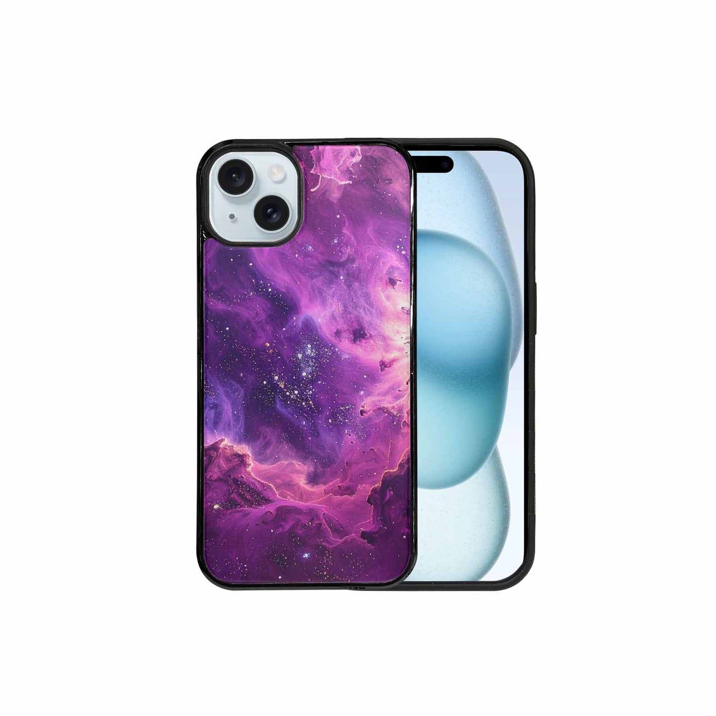 iPhone 15 Plus Case — Purple Color Tones Nebula Texture With, Unique Phone Case Design