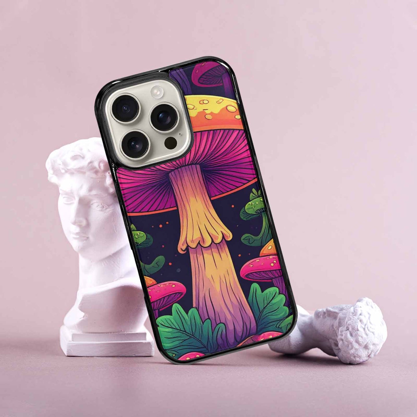 iPhone 16 Pro Case — Psychedelic Mushroom Cartoon Pattern, Personalized Phone Case