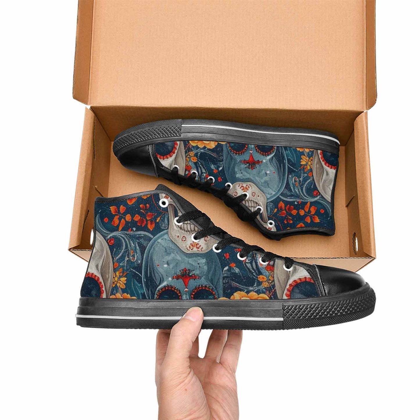 MEN'S Marble Skull High Top Canvas Dreamcore Custom Sneakers