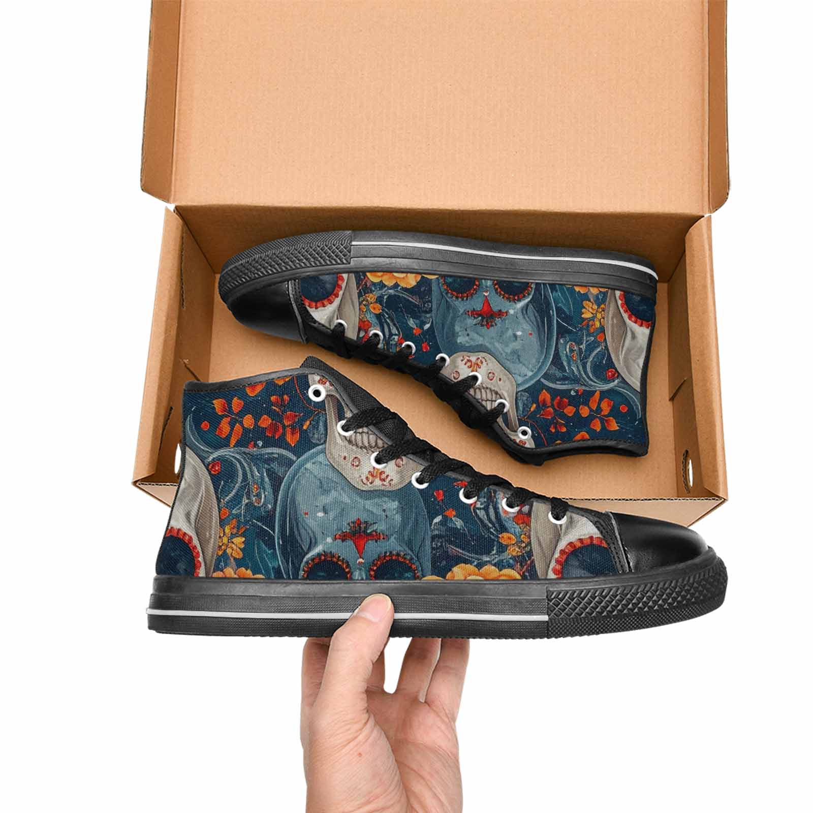 MEN'S Marble Skull High Top Canvas Dreamcore Custom Sneakers