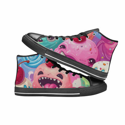 MEN'S Melting Icecream Monster Cherry High Top Canvas Wallpaper Art Sneakers