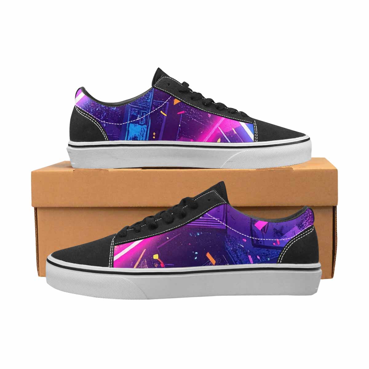 WOMEN'S Neon Grid Confetti Canvas Lace-Up Cottagecore Sneakers