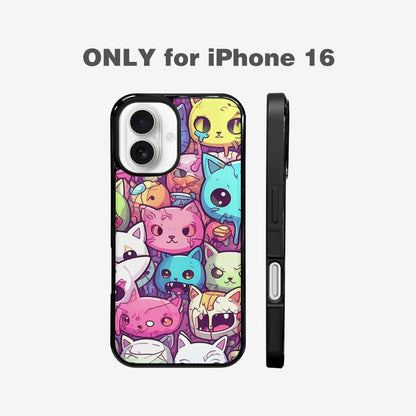 iPhone 16 Case — Pastel Gore Cat Character Pattern Hundreds, Personalized Phone Case