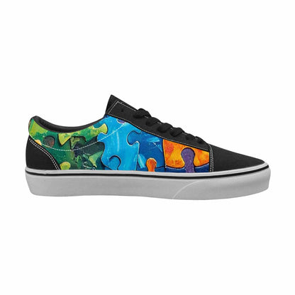 WOMEN'S Autism Puzzle Pieces Lace-Up Canvas Neon Fantasy Shoes
