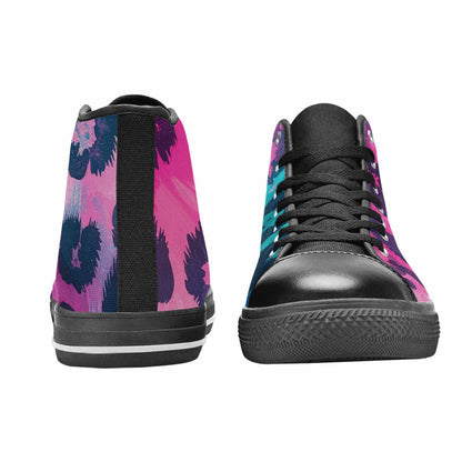 MEN'S Leopard Neon Pink Teal Airbrush High Top Canvas Y2K Shoes