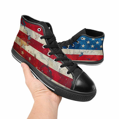 MEN'S American Flag Stars High Top Canvas Surreal Custom Shoes