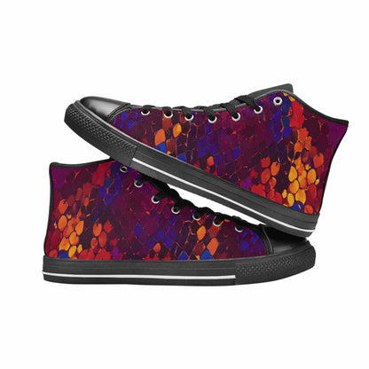 WOMEN'S Dark Snake Print High Top Canvas Y2K Custom Sneakers