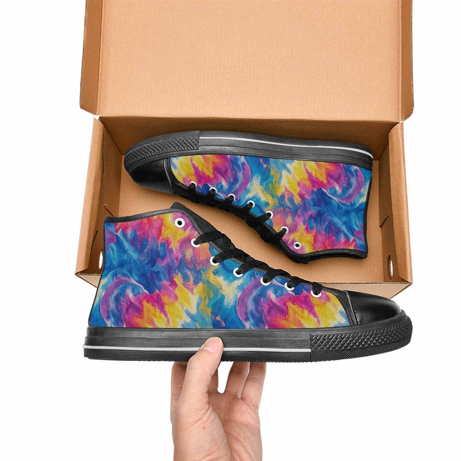 MEN'S Tie Dye Swirl High Top Canvas Neon Fantasy Sneakers