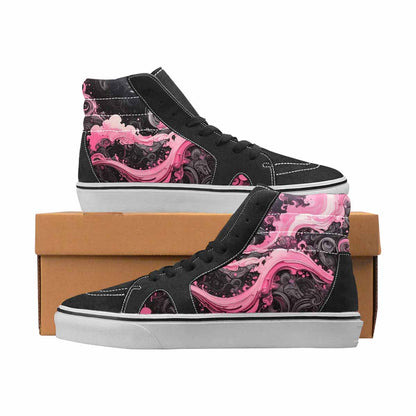 WOMEN'S Van Gogh Black & Pink Ink High Top Canvas One Of A Kind Surreal All Over Print Shoes