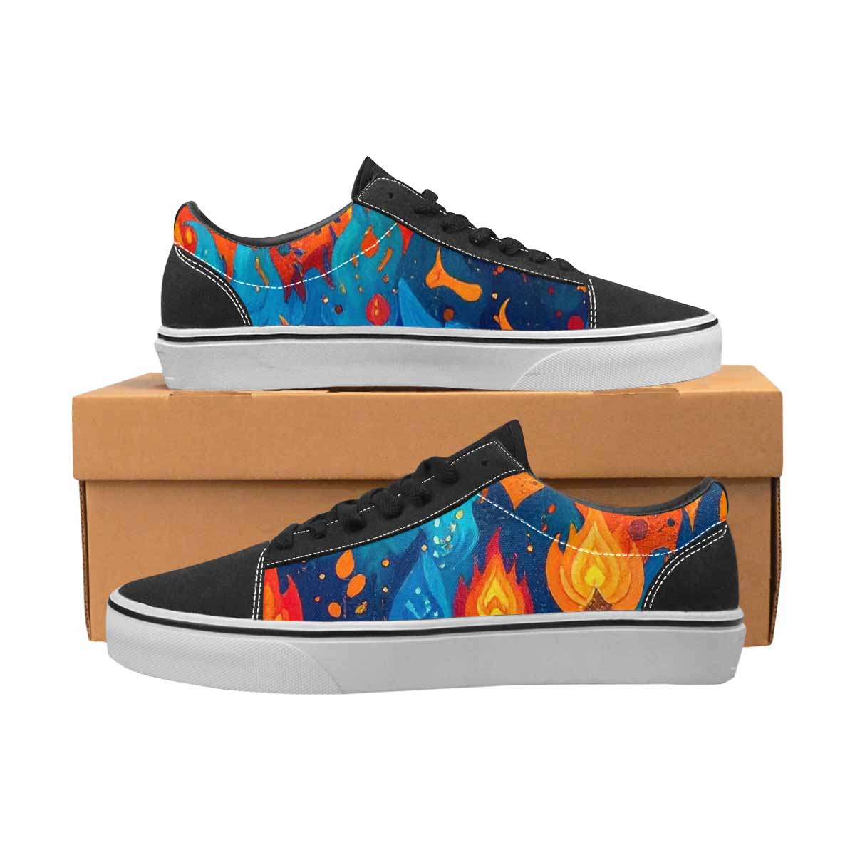 WOMEN'S Flame Burst Lace-Up Canvas Dark Academia Sneakers