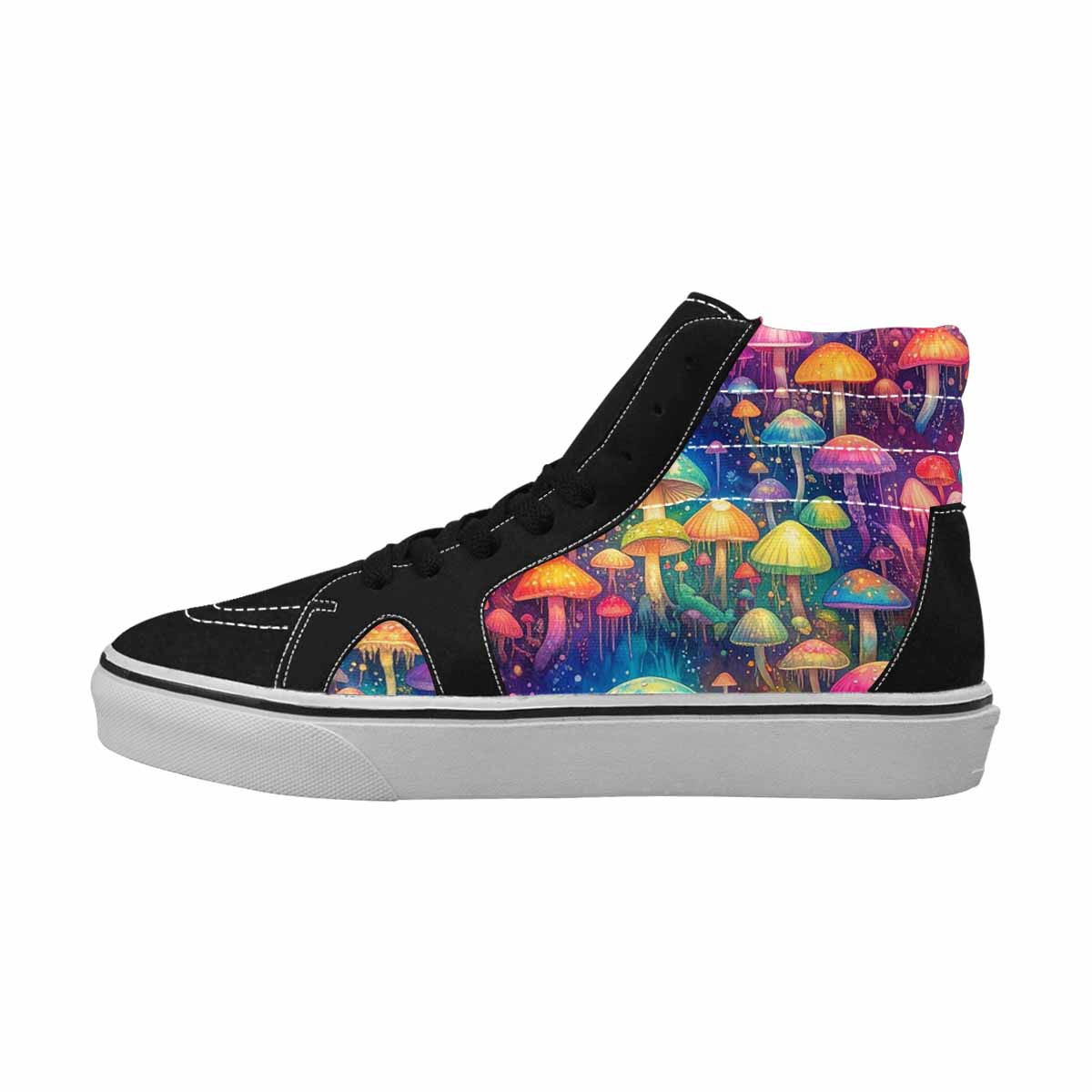 MEN'S Rainbow Drip Mushrooms High Top Canvas Cottagecore Sneakers