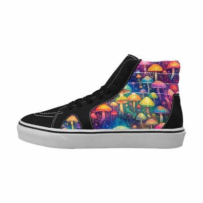 MEN'S Rainbow Drip Mushrooms High Top Canvas Cottagecore Sneakers