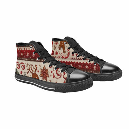 MEN'S Christmas Holly Snowflake High Top Canvas Cottagecore Shoes