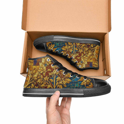 WOMEN'S Klimt-Style Gold Leaf High Top Canvas Cottagecore Sneakers