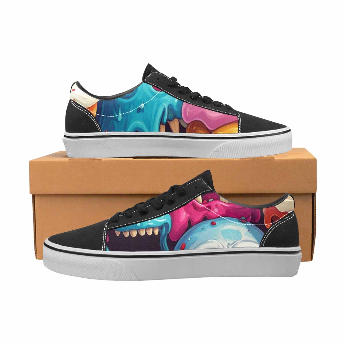 WOMEN'S Ice Cream Monsters  Lace-Up Canvas Dark Academia Sneakers