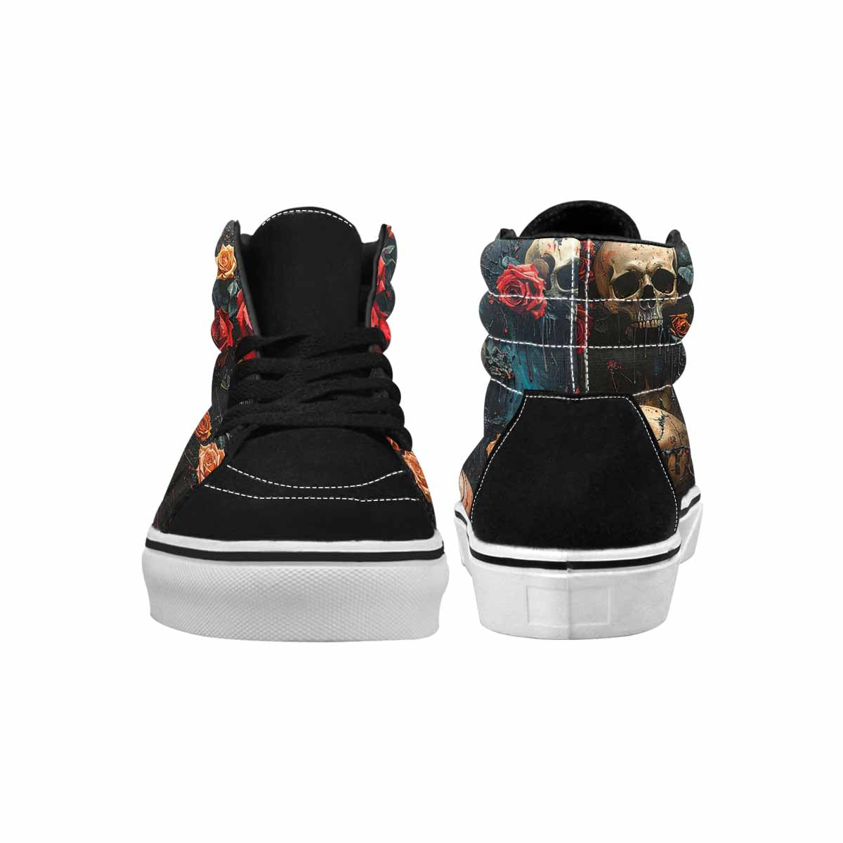 MEN'S Skulls Roses Melting Skulls High Top Canvas Melting Art Custom Sneakers