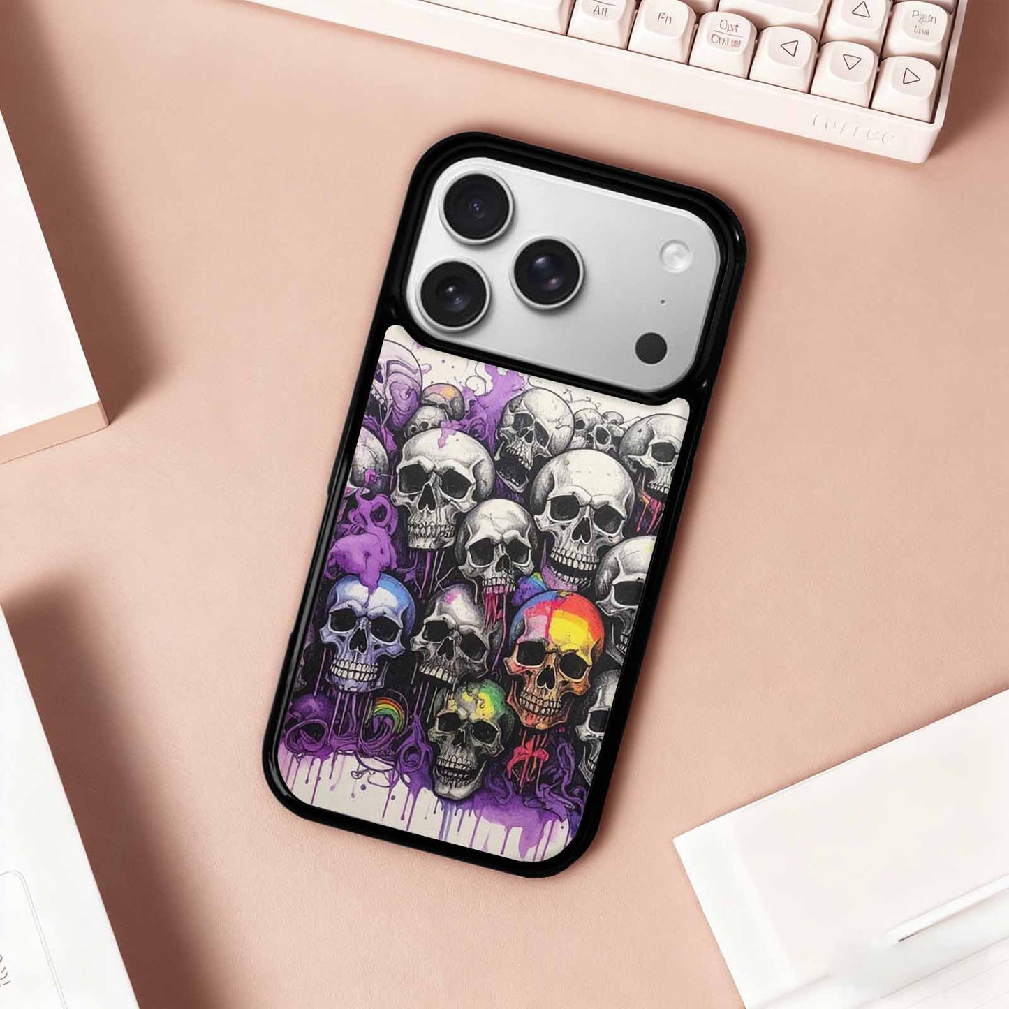 iPhone 17 Pro Case — Black Purple Ink Rainbow From Gothic, Custom Made Phone Cover