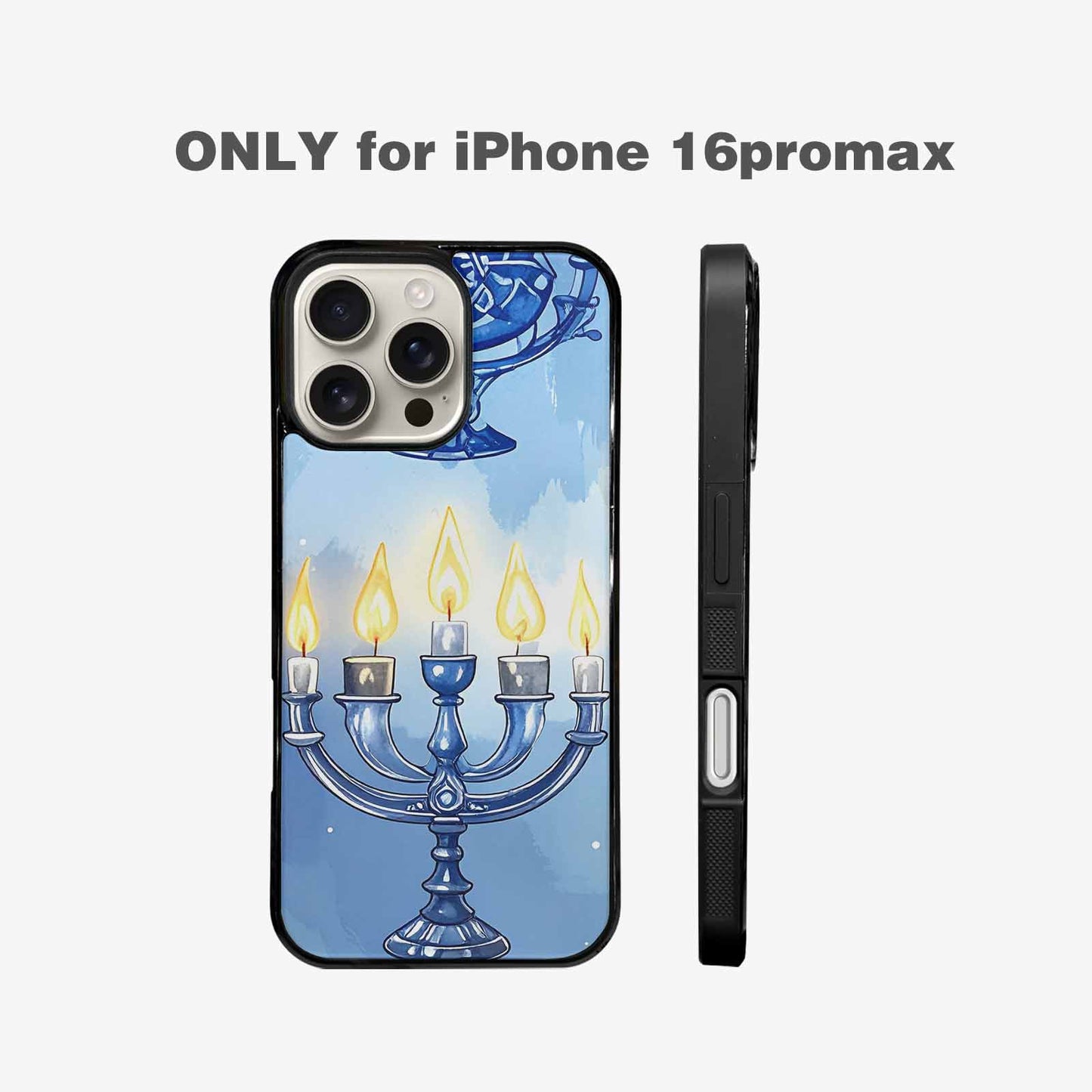 iPhone 16 Pro Max Case — Hanukkah Menorah Pattern Seamless Repeat Jewish, Custom Art Phone Cover