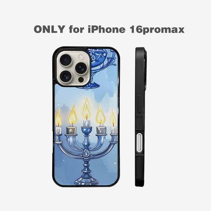 iPhone 16 Pro Max Case — Hanukkah Menorah Pattern Seamless Repeat Jewish, Custom Art Phone Cover
