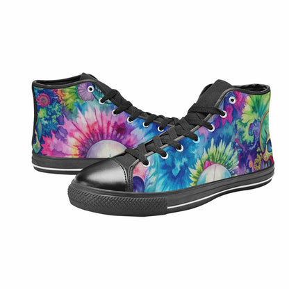 WOMEN'S Tie Dye Skulls Print High Top Canvas Y2K Custom Sneakers