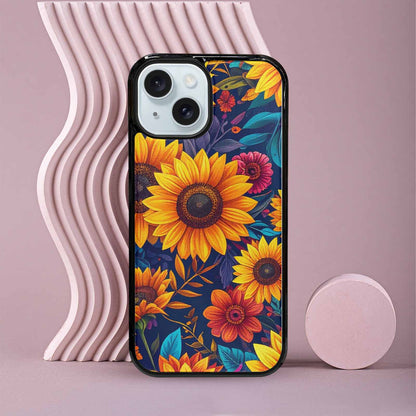iPhone 15 Case — Sunflower Skulls Print Custom, Custom Made Phone Cover