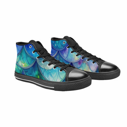 MEN'S Mermaid Scale High Top Canvas Vivid Custom Shoes