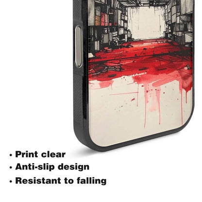 iPhone 16 Pro Case — Liminal Space Fragment Black Red Ink, Original Design Phone Case