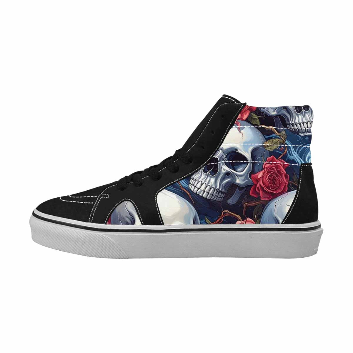 WOMEN'S Skulls Roses Chrome Airbrush High Top Canvas Cottagecore Shoes