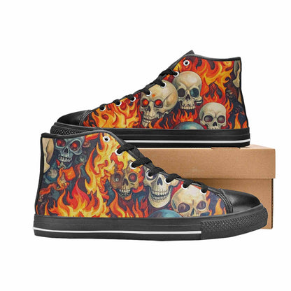 MEN'S Skulls - Flaming High Top Canvas Dark Academia Sneakers