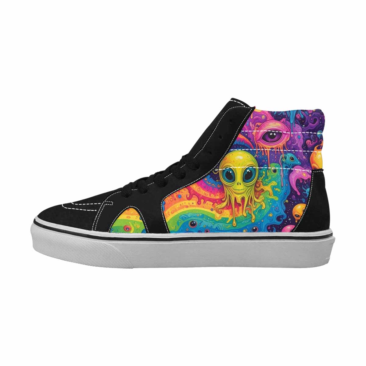 MEN'S Aliens  Tie Dye High Top Canvas Vibrant Chaos Custom Sneakers
